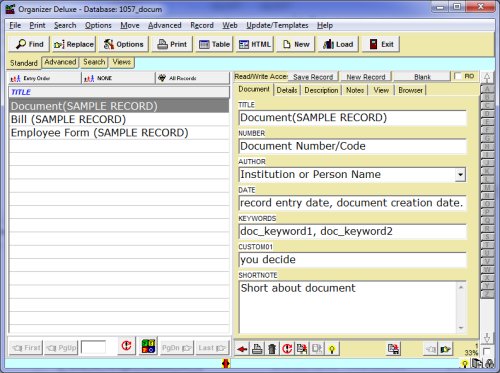 document manager, database