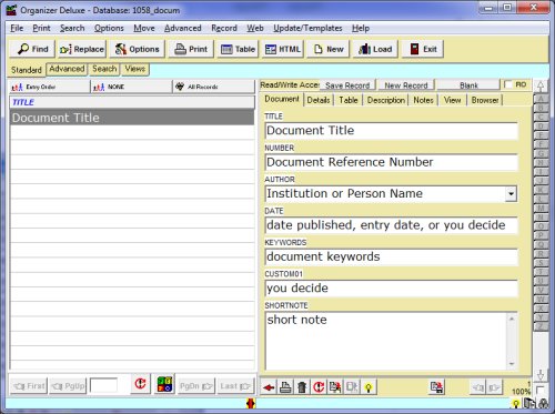 document manager, database