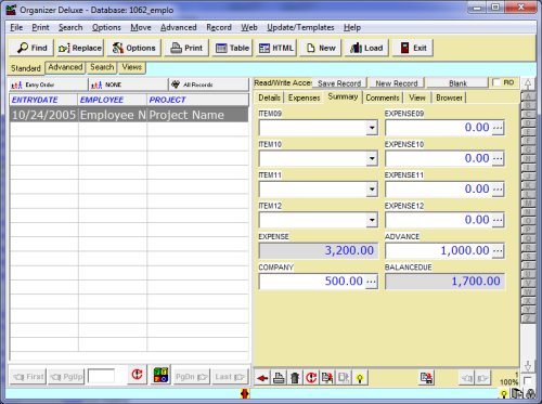 employee expenses tracker, manager, database