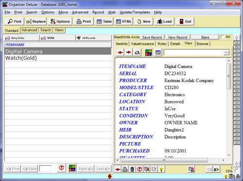 Inventory Organizer Detailed