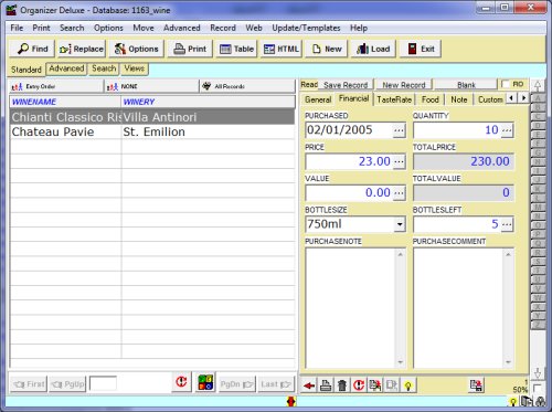 wine catalog, database, inventory