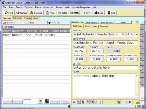 boat owner, trip log database