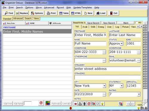 Free Volunteer Manager 1 Database Template For Organizer Deluxe And Pro Users Windows