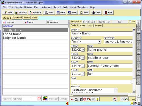 pim personal address database