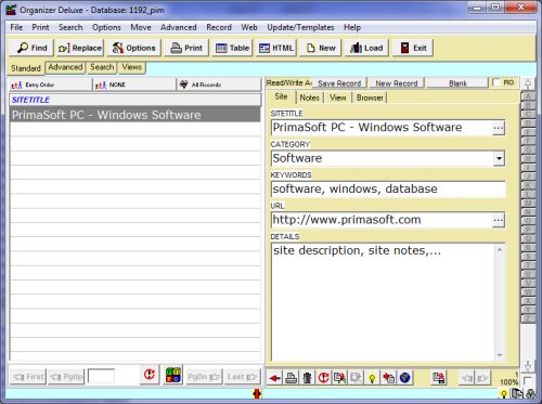 pim manager, favorites database template