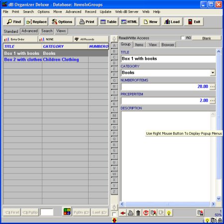 garage sale manager, database template 3