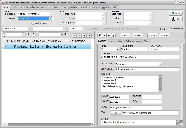 address software address book simple database