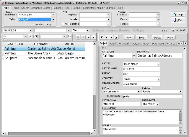 art antiques software fine art inventory database