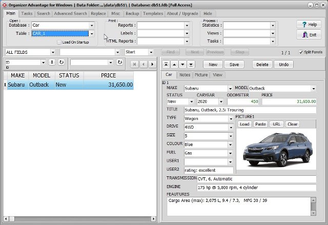 Free Car Organizer Database Template For Organizer Advantage Database Free Car Organizer Database Template For Organizer Advantage Database
