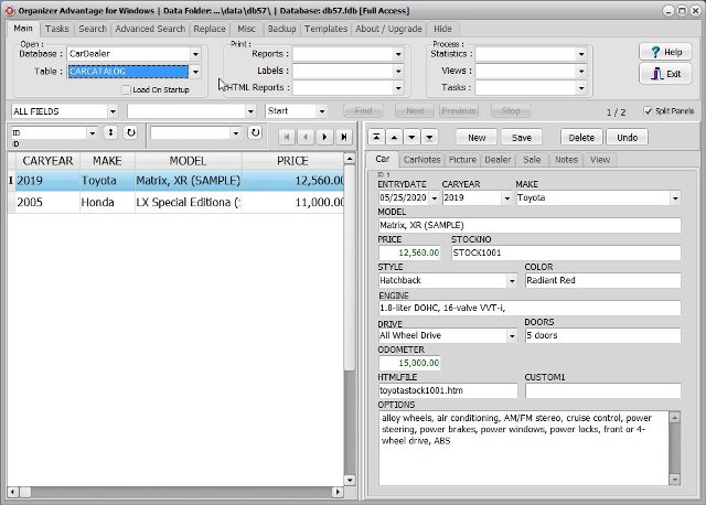 car dealer software car catalog database