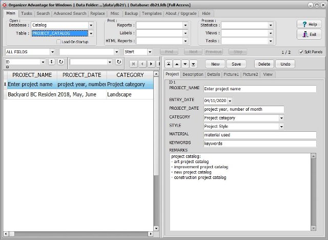 catalog software project catalog database