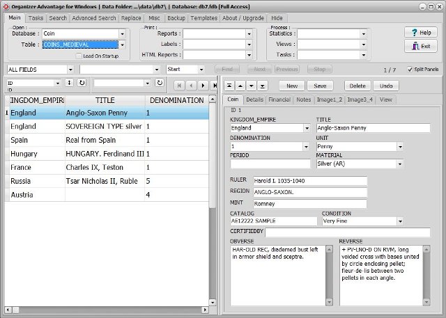 coin software coin inventory medieval database