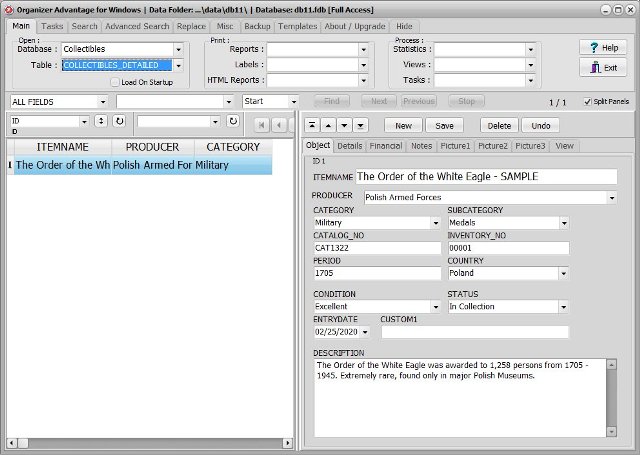 collectibles software collectibles inventory detailed database