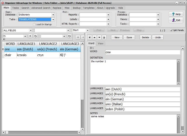 dictionary software translation database