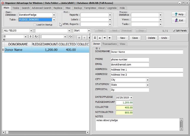 donation pledge software pledge donors 1 database