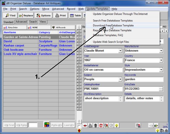 download database template step 1