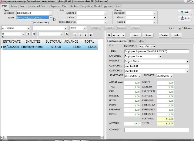 employee expenses software track expenses basic database