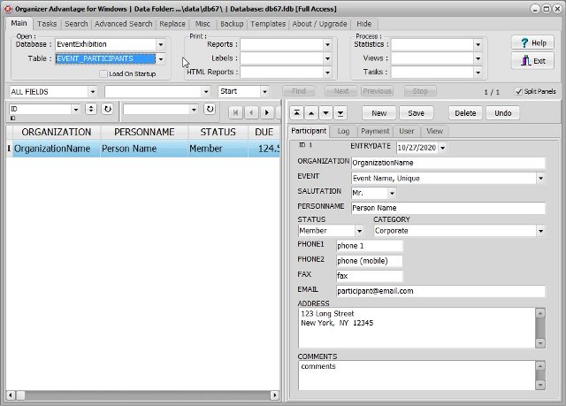 event exhibition software event participants database