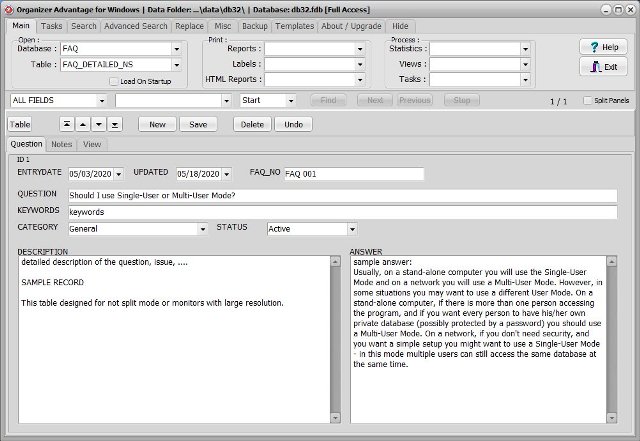 faq software faq tracking detailed ns database