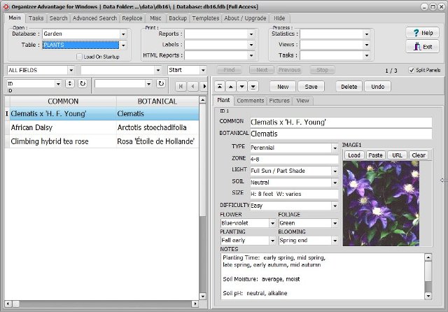 garden software plants database