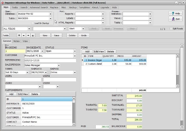 template: invoice software 2 business invoice database