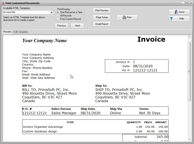 template: invoice software 2 business invoice form database