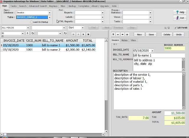 invoice software invoice simple 1 database
