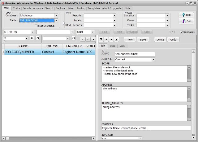 joblistings software job tracking database