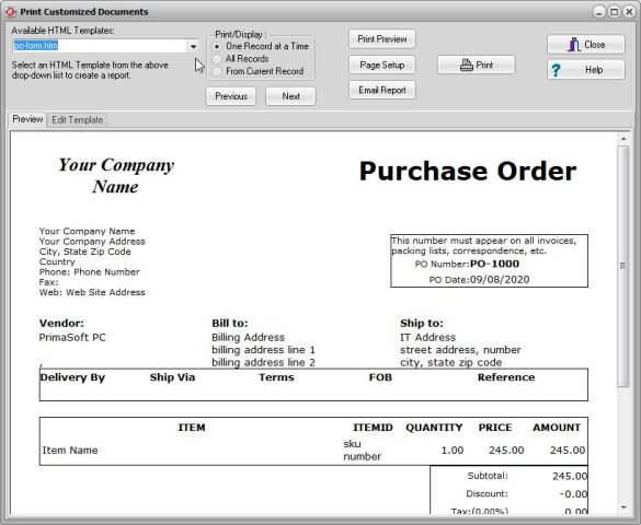 template: purchase order 2 business po form database