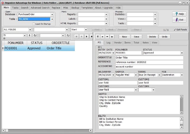 purchase order software purchase orders simple database