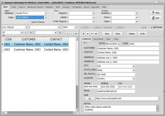 quotation manager 02 business customers database