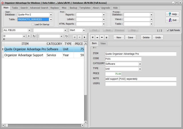 quotation manager 02 business products services database