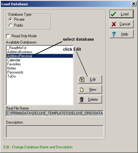 database template, change database name