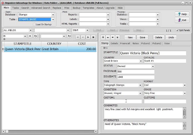 stamp software stamp inventory basic database