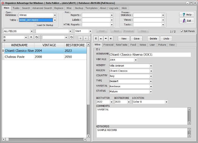 wine software wine inventory database