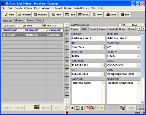 camper address data