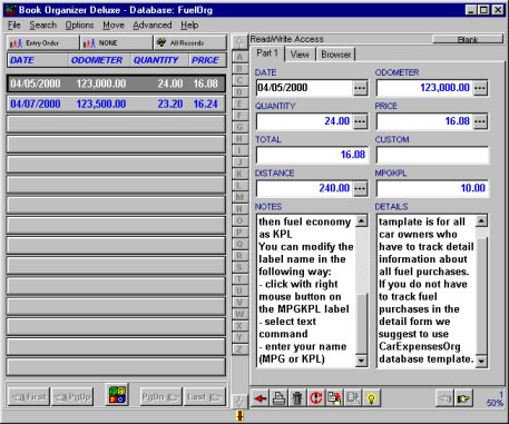 Auto Organizer: Fuel