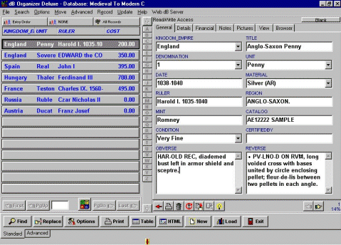 coin inventory software, medieval