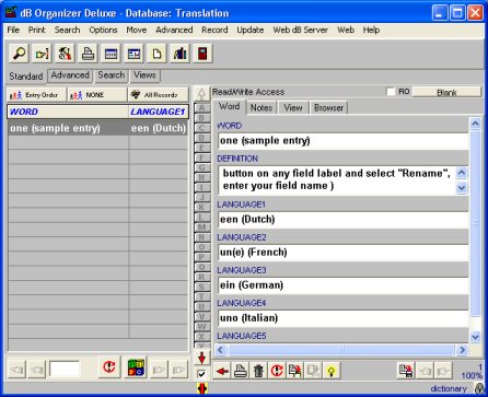 dictionary translation software database