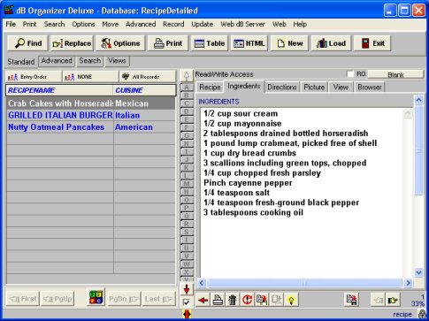 recipe inventory, software