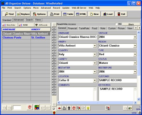 wine database, inventory, software