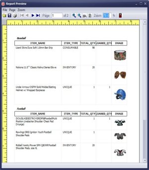 athletic equipment inventory report
