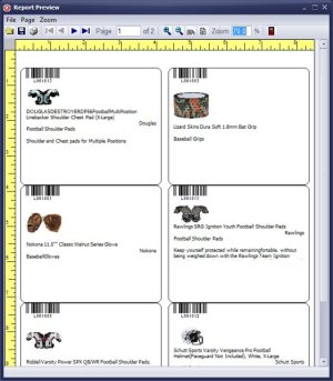 athletic, sport equipment catalog with barcodes template report