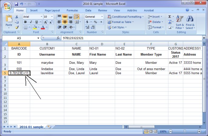 inventory data, number format