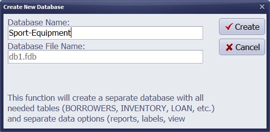 create new database, enter database name