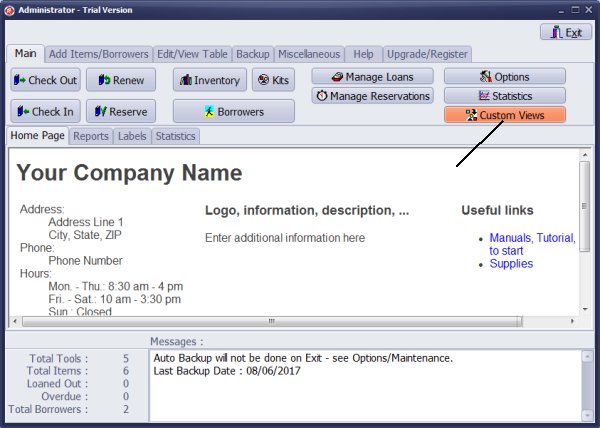 how to access equipment data, custom views