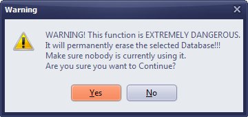 delete database, warning message