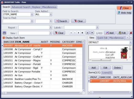 inventory, review data