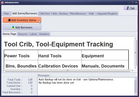 handy equipment, add data