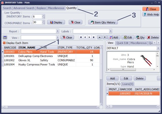 how to display qty transactions for the selected item